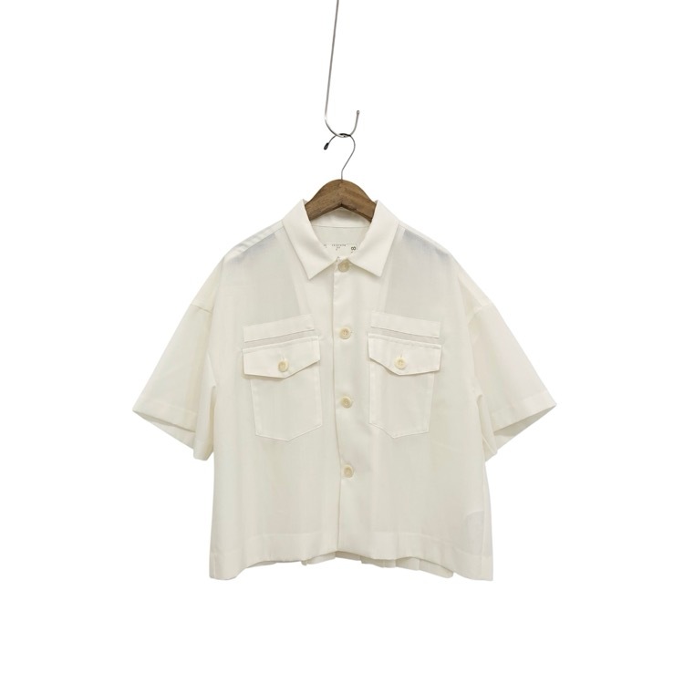 sacai サカイ Short-sleeved shirt プリーツ ブラウス オフホワイト 2 25-07638