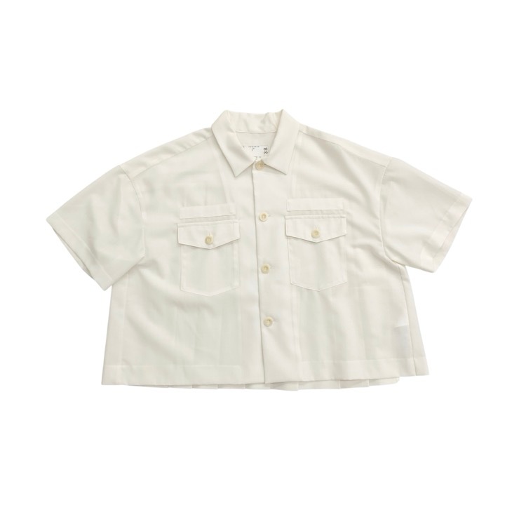 sacai サカイ Short-sleeved shirt プリーツ ブラウス オフホワイト 2 25-07638