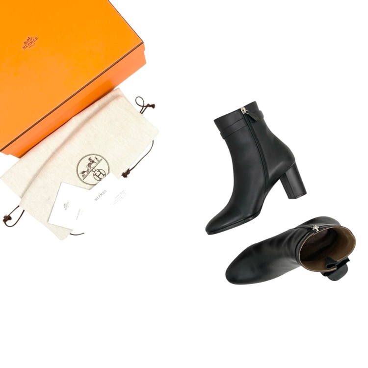 HERMES エルメス サンジェルマン ショートブーツ ケリーバックル ブラック 38 H182102Z