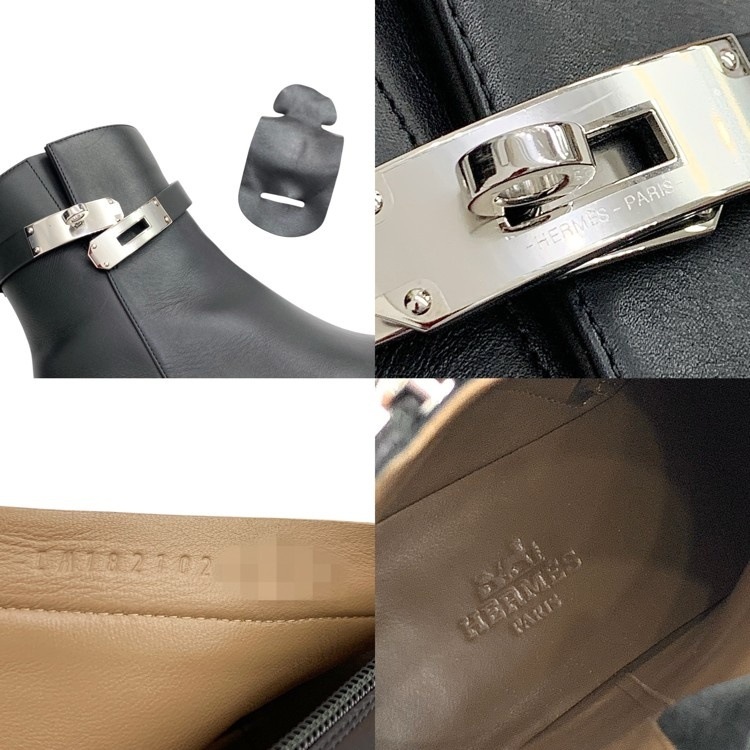 HERMES エルメス サンジェルマン ショートブーツ ケリーバックル ブラック 38 H182102Z