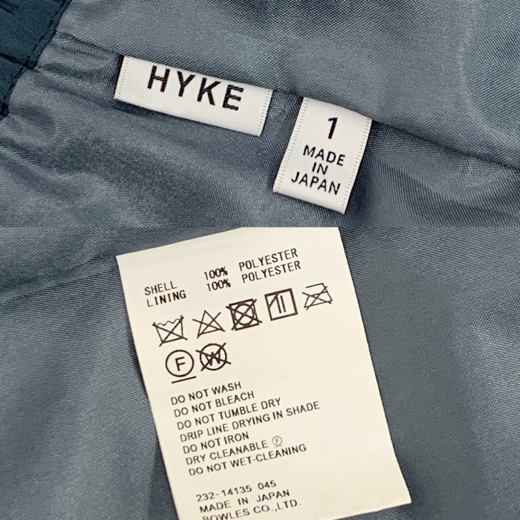 HYKE ハイク Taffeta Pleated skirt タフタプリーツ スカート ブルー 1 232-14135