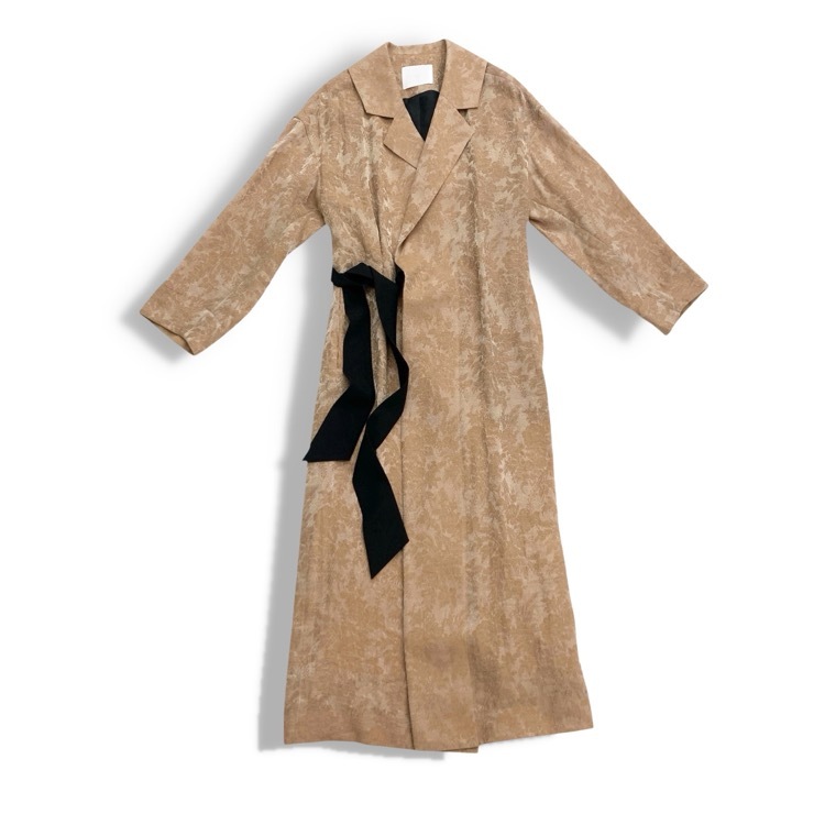 Mame Kurogouchi マメクロゴウチ Sparkling Slub Jaquard Coat ジャガードガウンコート ブラウン 1 MM19SS-CO030