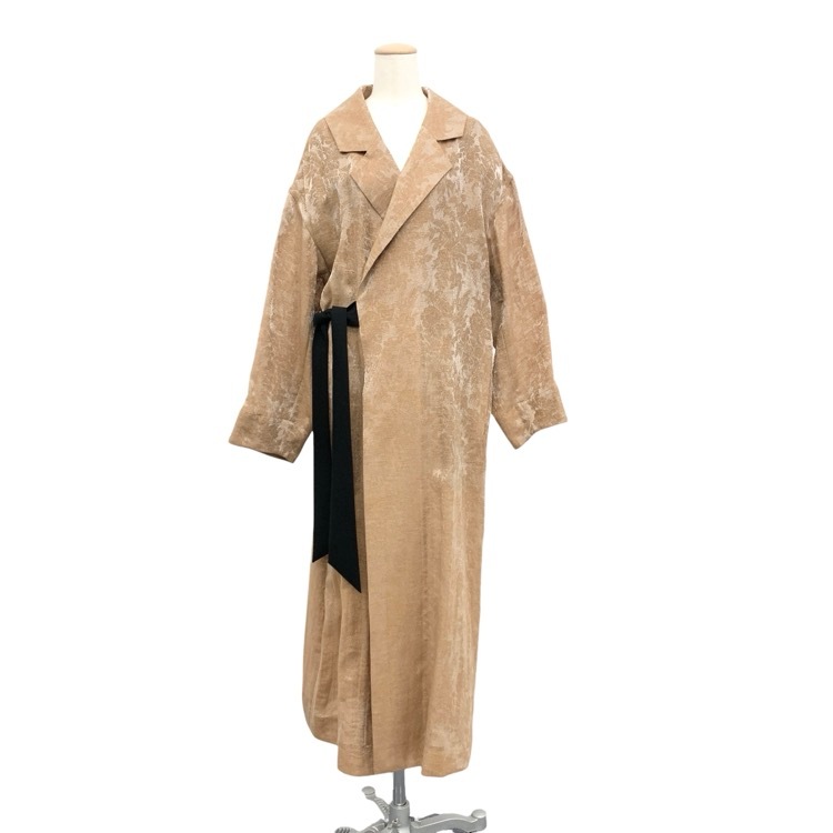 Mame Kurogouchi マメクロゴウチ Sparkling Slub Jaquard Coat ジャガードガウンコート ブラウン 1 MM19SS-CO030