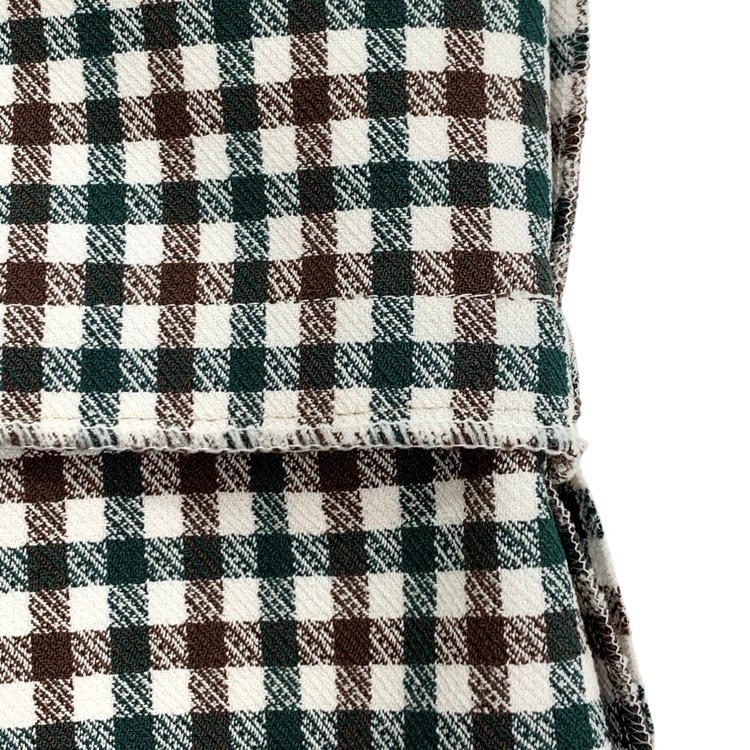 CELINE セリーヌ チェックフレアパンツ グリーン×ブラウン 34