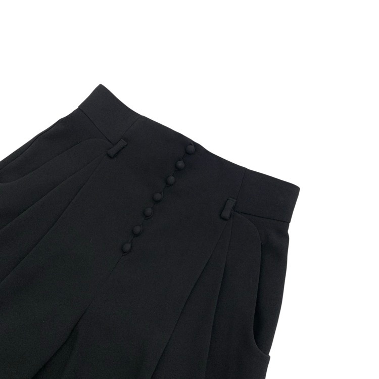 Mame Kurogouchi マメクロゴウチ Acetate Polyester High Waisted Trousers センタープレス パンツ ブラック 3 MM25FW-PT117