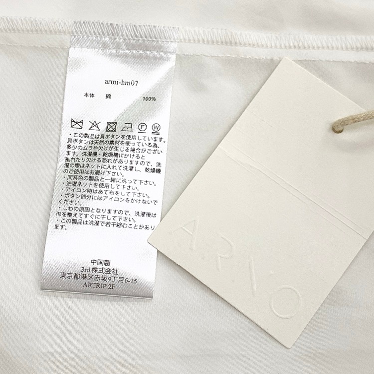 未使用品 2025SS ARNO アルノ HARUNOBUMURATA Vienna オーバーサイズノースリーブシャツ ブラウス ホワイト F armi-him07