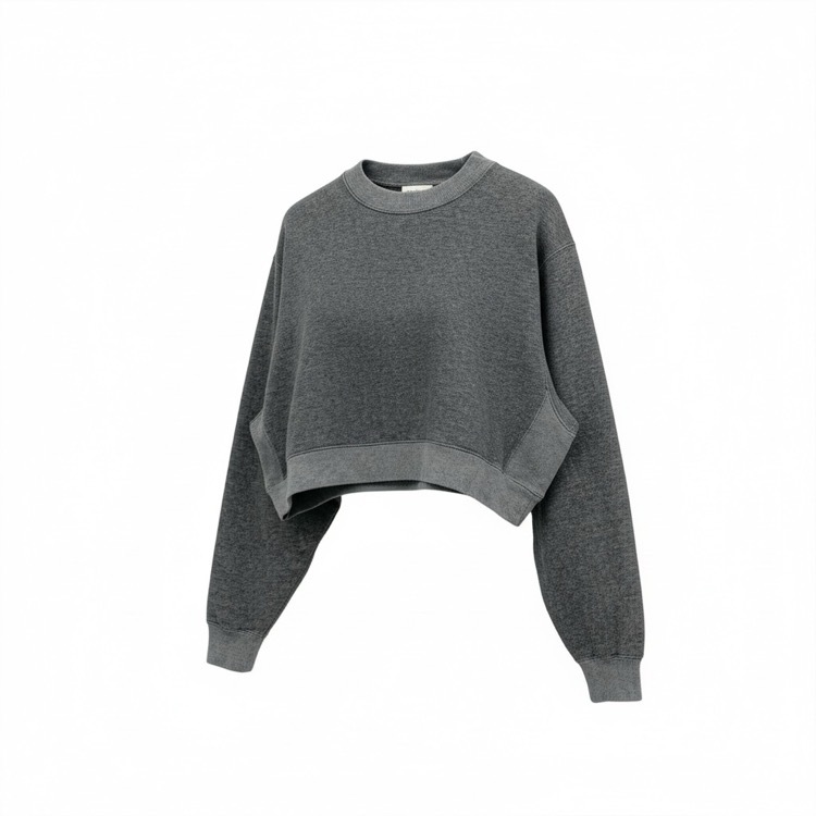 HYKE ハイク CROPPED SWEAT SHIRT クロップドスウェット カットソー グレー 1 12387