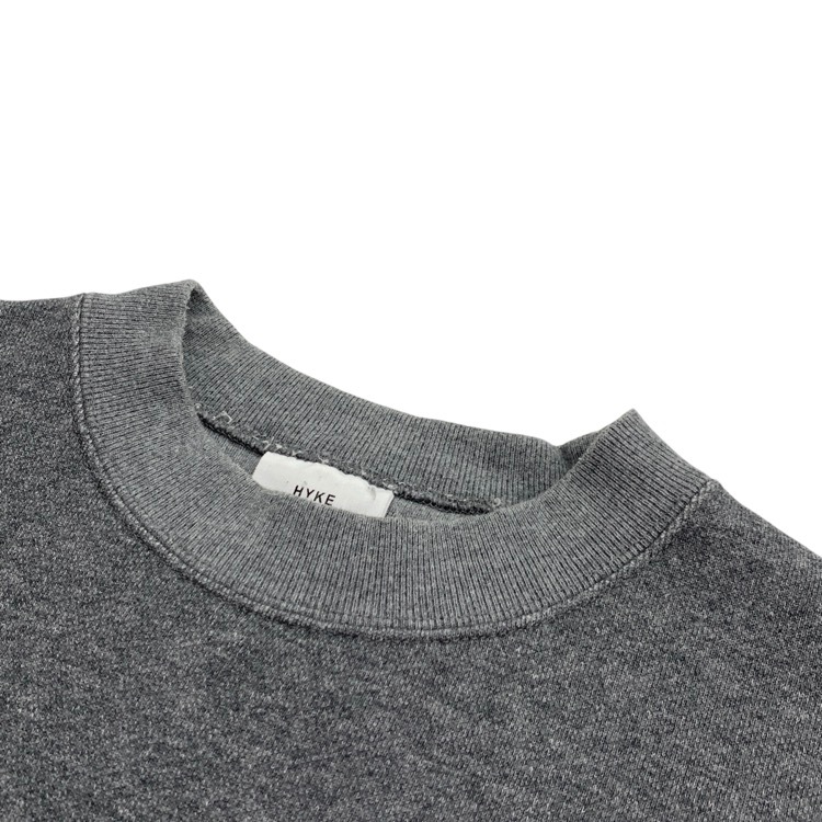 HYKE ハイク CROPPED SWEAT SHIRT クロップドスウェット カットソー グレー 1 12387