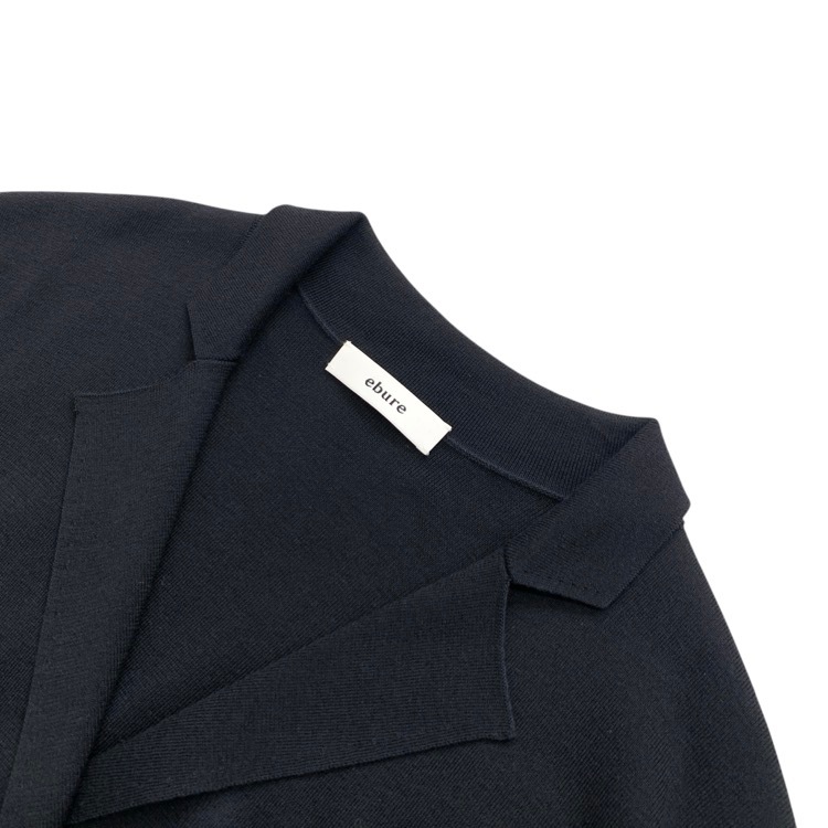 ebure エブール Cotton Silk knit Jacket シルクニットジャケット ネイビー 3710800283