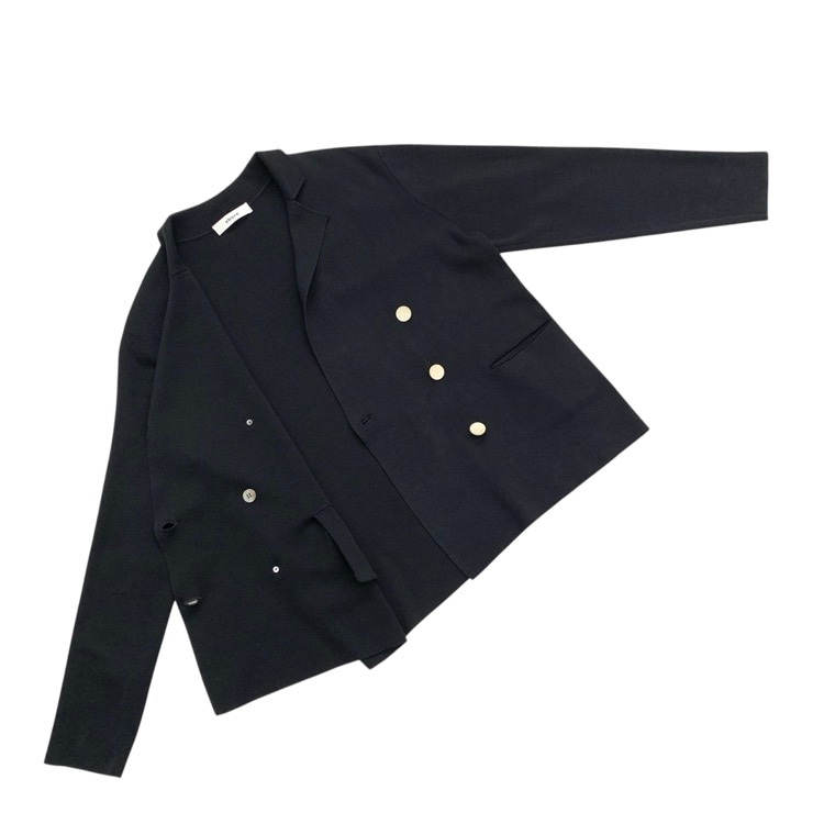 ebure エブール Cotton Silk knit Jacket シルクニットジャケット ネイビー 3710800283