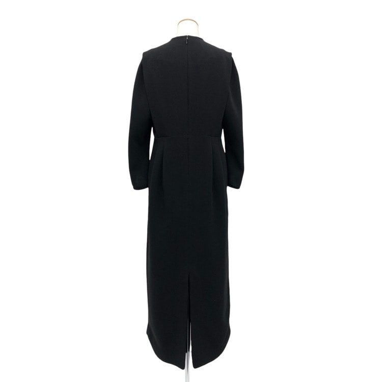Mame Kurogouchi マメクロゴウチ Triacetate Georgette V-Neck Dress ワンピース ブラック 3 MM25FW-DR108