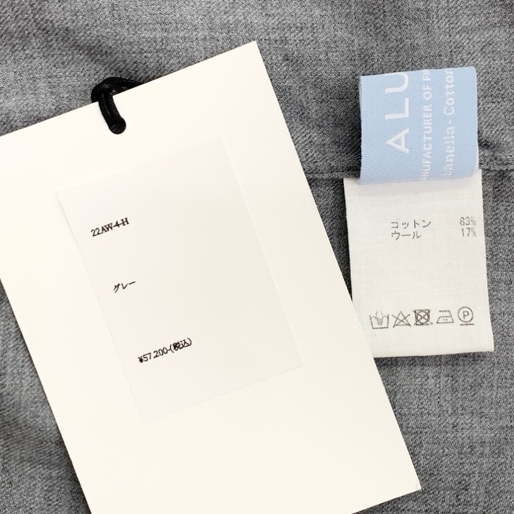 JUN MIKAMI ジュンミカミ オープンカラー ウールシャツブラウス グレー 22AW-4-H