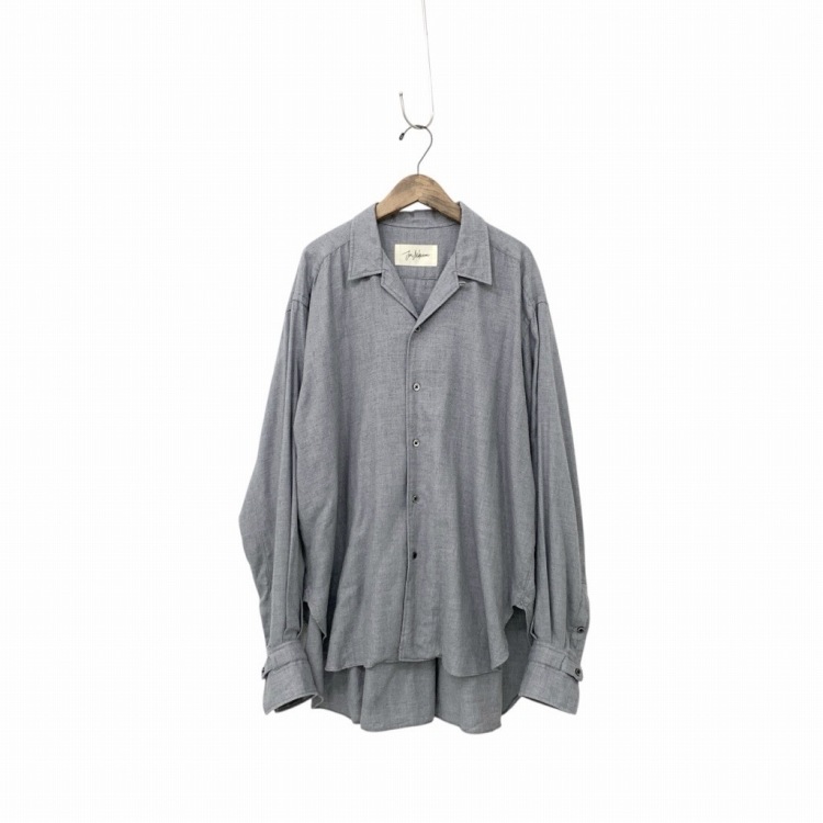 JUN MIKAMI ジュンミカミ オープンカラー ウールシャツブラウス グレー 22AW-4-H