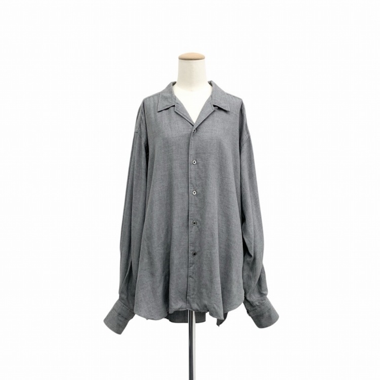 JUN MIKAMI ジュンミカミ オープンカラー ウールシャツブラウス グレー 22AW-4-H