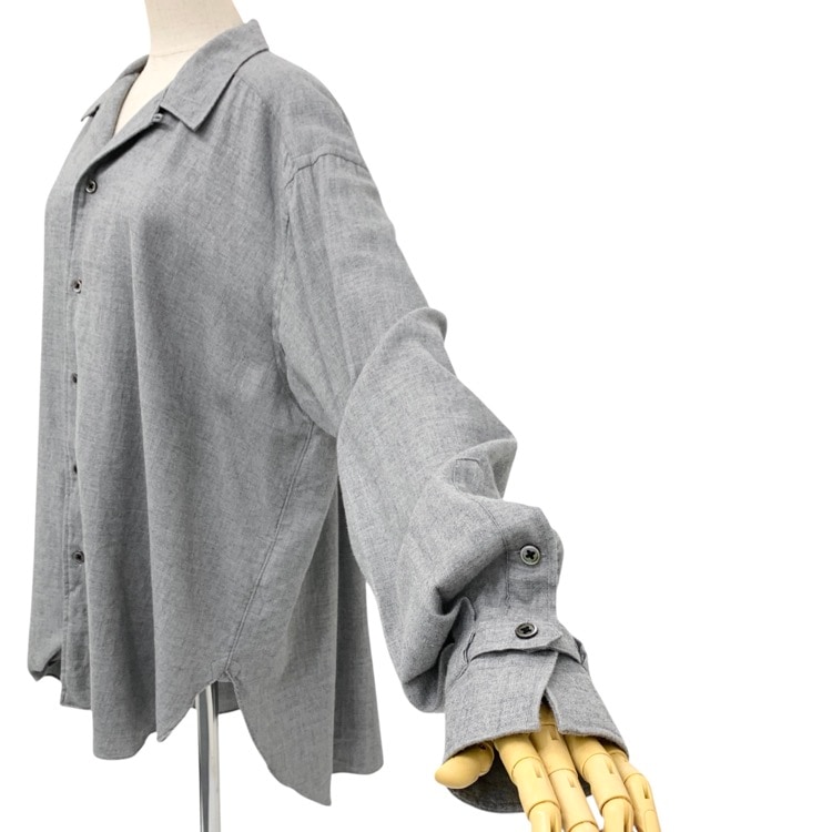 JUN MIKAMI ジュンミカミ オープンカラー ウールシャツブラウス グレー 22AW-4-H