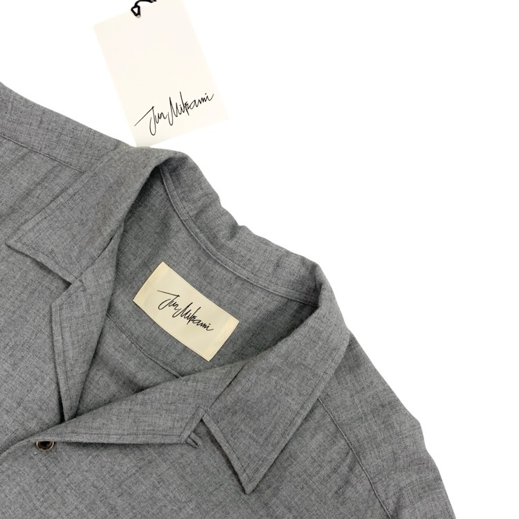 JUN MIKAMI ジュンミカミ オープンカラー ウールシャツブラウス グレー 22AW-4-H