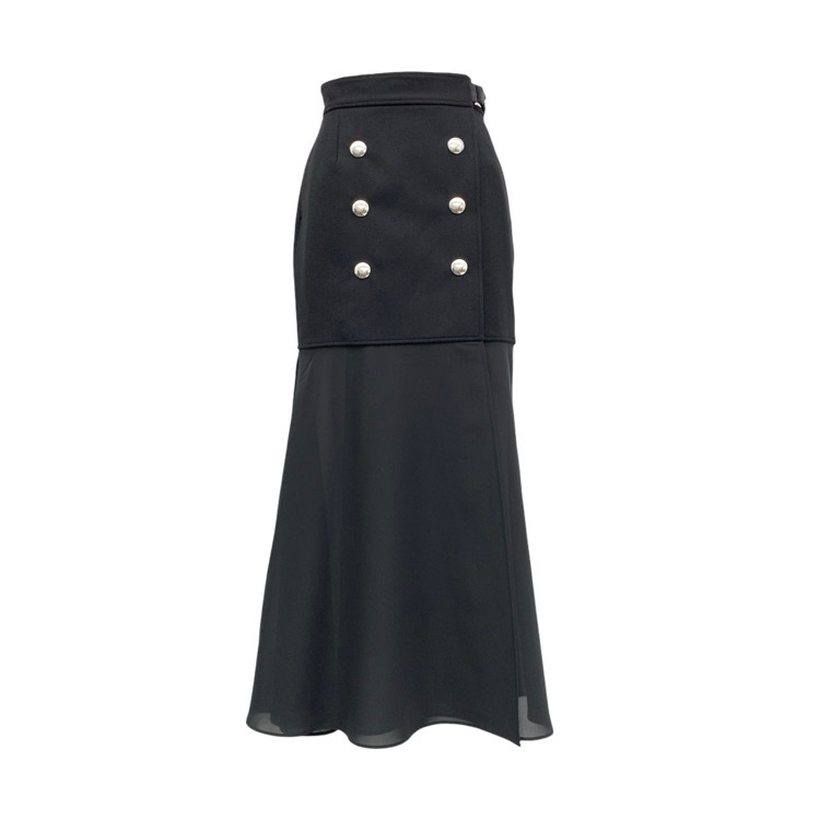 THE RERACS ザ リラクス フロントボタンスカート ブラック 36 24FW-RESK-169L-J