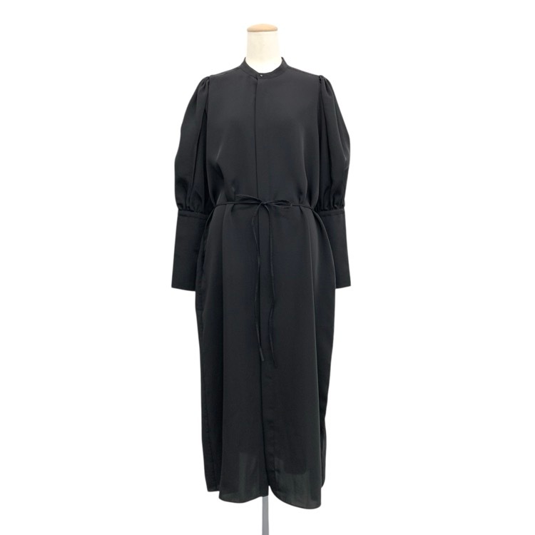 HYKE ハイク TWIST SATIN BALLOON SLEEVE DRESS バルーンスリーブドレス ワンピース ブラック 1 222-16139