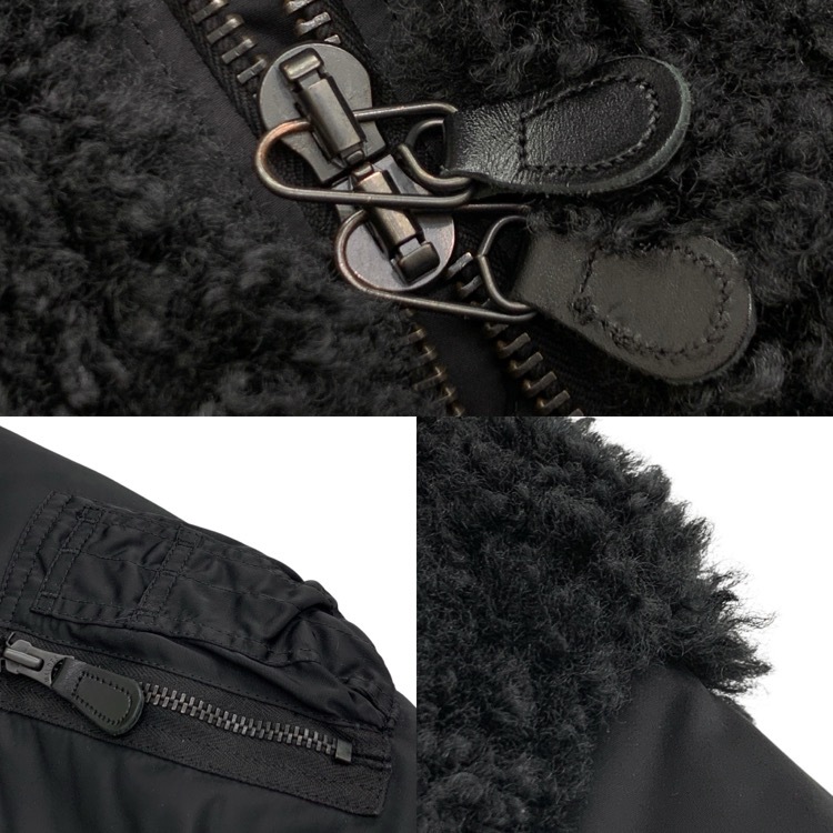 HYKE ハイク FAUX SHEARLING TYPE MA-1 カールボアジャケット ブルゾン ブラック 1 17426