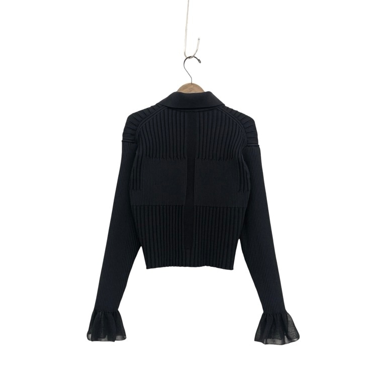 2026SS CFCL シーエフシーエル FLUTED LUCENT CROPPED SHIRT CARDIGAN 袖口フレアフルーテッドクロップドカーディガン ブラック 3 CF011KE098JP00