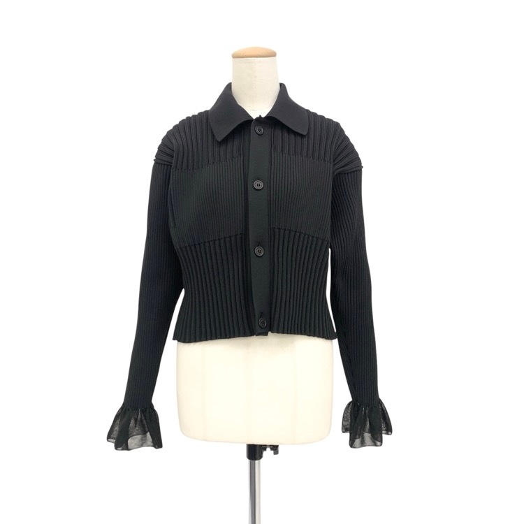 2026SS CFCL シーエフシーエル FLUTED LUCENT CROPPED SHIRT CARDIGAN 袖口フレアフルーテッドクロップドカーディガン ブラック 3 CF011KE098JP00