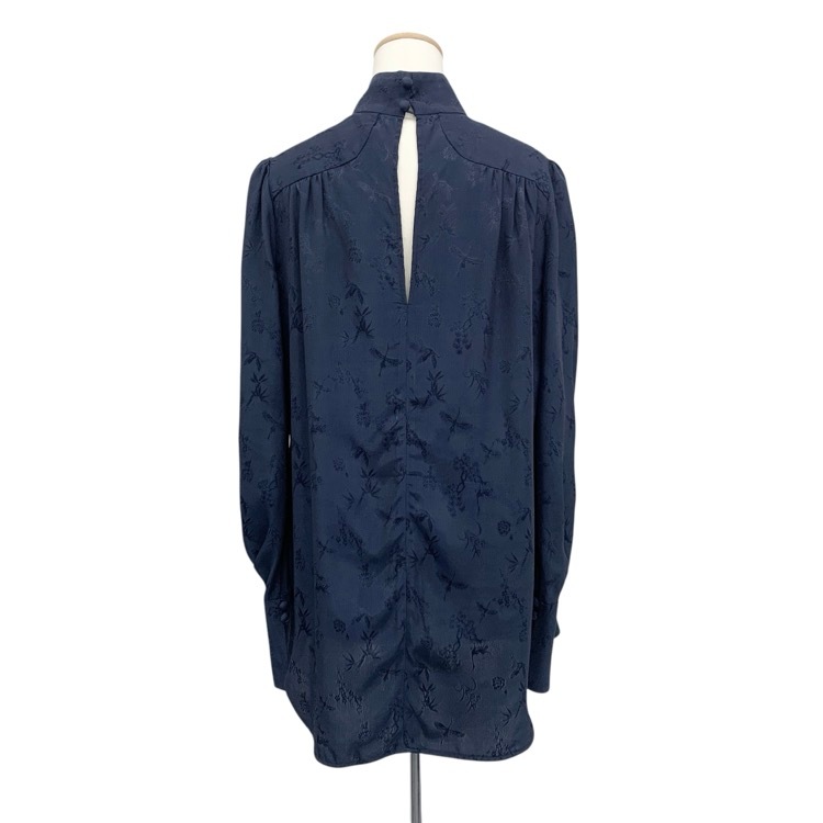 Mame Kurogouchi マメクロゴウチ Crane Pattern Jacquard Shirt 鶴柄 ジャカード シャツ ネイビー 2 MM23PS-SH710