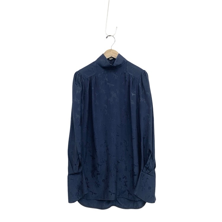 Mame Kurogouchi マメクロゴウチ Crane Pattern Jacquard Shirt 鶴柄 ジャカード シャツ ネイビー 2 MM23PS-SH710
