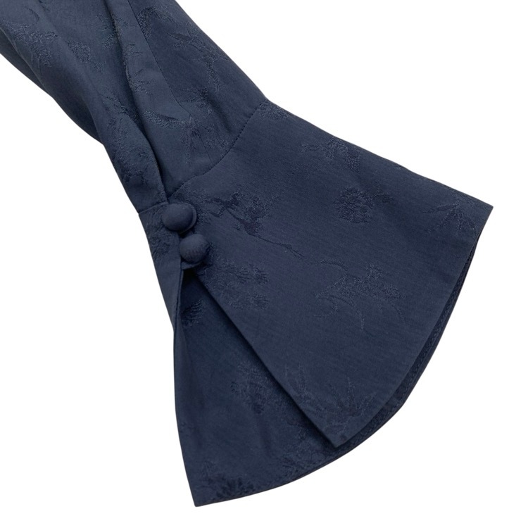 Mame Kurogouchi マメクロゴウチ Crane Pattern Jacquard Shirt 鶴柄 ジャカード シャツ ネイビー 2 MM23PS-SH710