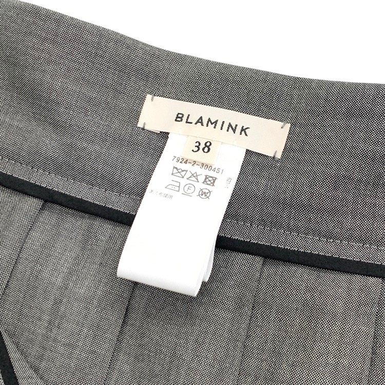 BLAMINK ブラミンク ウエストベルトプリーツスカート グレー 38 7924-2-300451