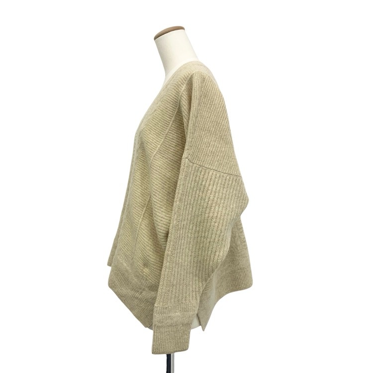Mame Kurogouchi マメクロゴウチ Vネック セーター ベージュ 1 MM17AW-KN024