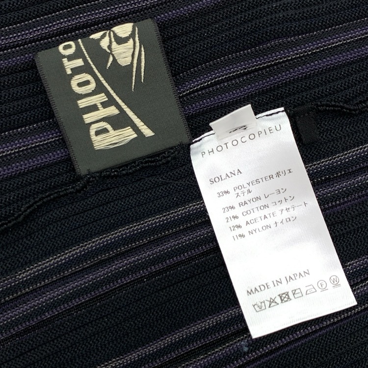 PHOTOCOPIEU フォトコピュー SOLANA オーバルカッティング リブカットソー ブラック 36 251SLN
