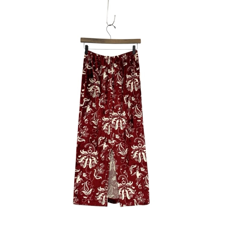 Mame Kurogouchi マメクロゴウチ Velour Jersey I-Line Skirt 花鳥柄ベロアジャージーIラインスカート レッド 1 MM25FW-JS098