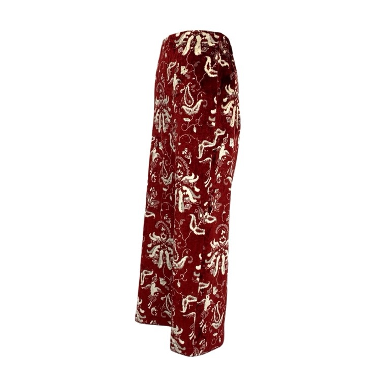 Mame Kurogouchi マメクロゴウチ Velour Jersey I-Line Skirt 花鳥柄ベロアジャージーIラインスカート レッド 1 MM25FW-JS098