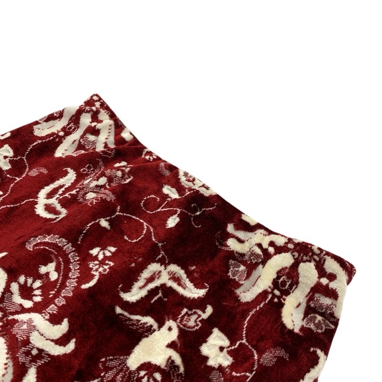 Mame Kurogouchi マメクロゴウチ Velour Jersey I-Line Skirt 花鳥柄ベロアジャージーIラインスカート レッド 1 MM25FW-JS098