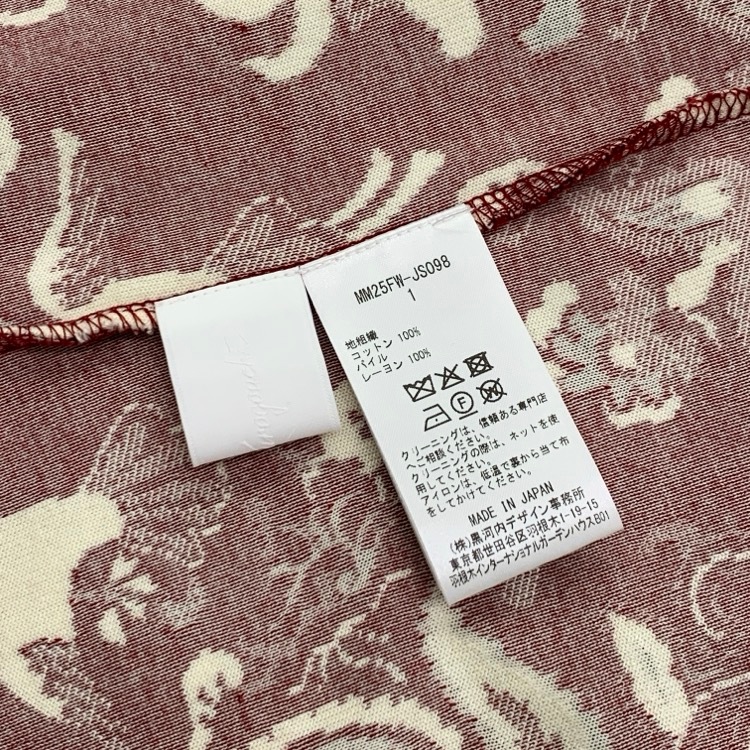 Mame Kurogouchi マメクロゴウチ Velour Jersey I-Line Skirt 花鳥柄ベロアジャージーIラインスカート レッド 1 MM25FW-JS098