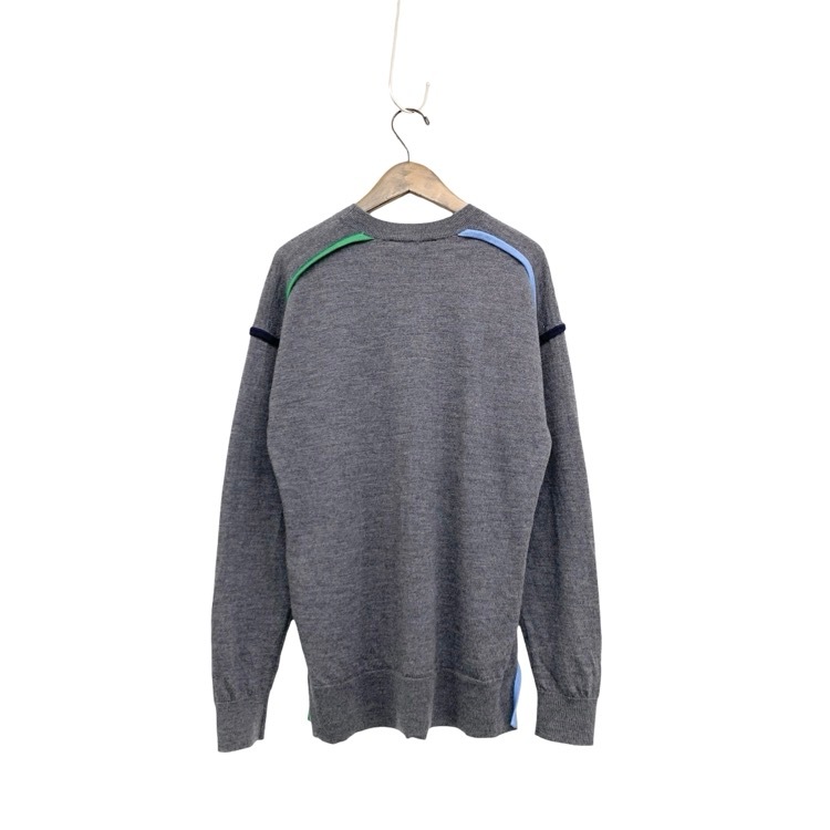 ENFOLD エンフォルド KNIT PIPING PULLOVER ニットパイピングプルオーバー セーター グレー 38 300HA270-0101