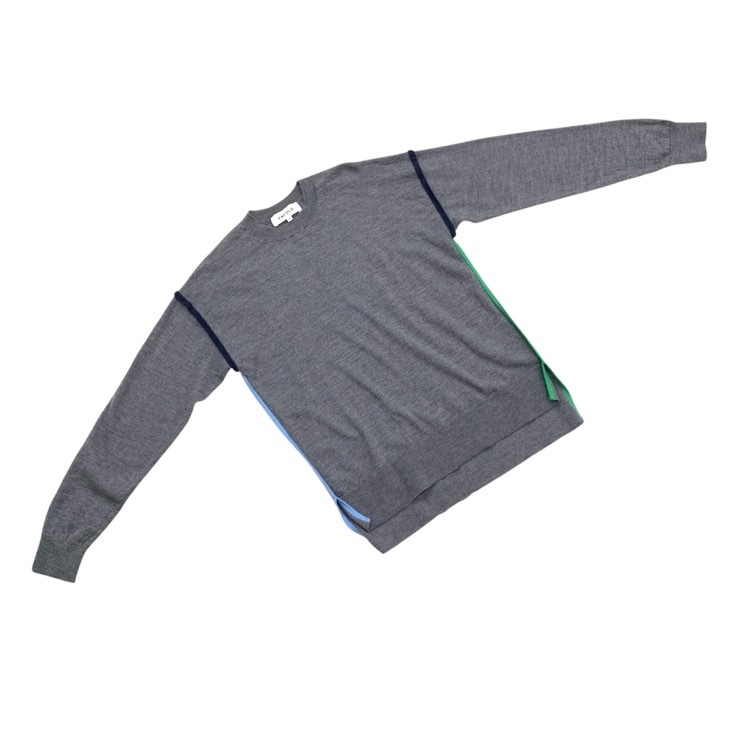 ENFOLD エンフォルド KNIT PIPING PULLOVER ニットパイピングプルオーバー セーター グレー 38 300HA270-0101