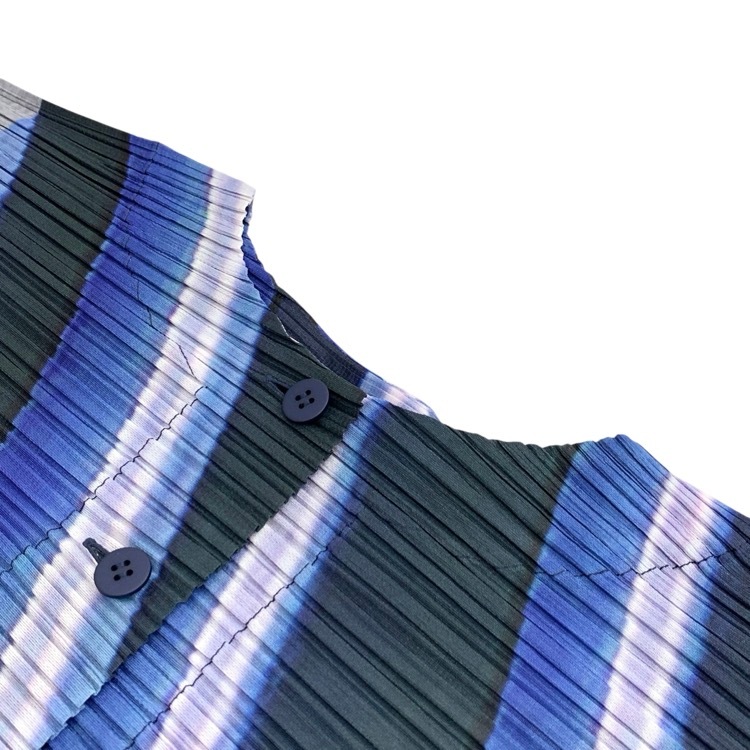 PLEATS PLEASE ISSEY MIYAKE プリーツプリーズ イッセイミヤケ CITY COLLAGE コラージュプリーツカーディガン グレー×ネイビー PP61JO673