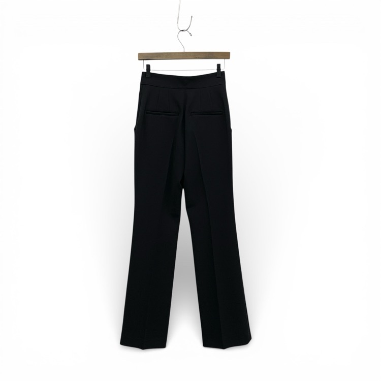 2025SS Mame Kurogouchi マメクロゴウチ Acetate Polyester High Waisted Center Creased Suit Trousers ハイウエストセンタープレストラウザーパンツ ブラック 1 MM25SS-PT108