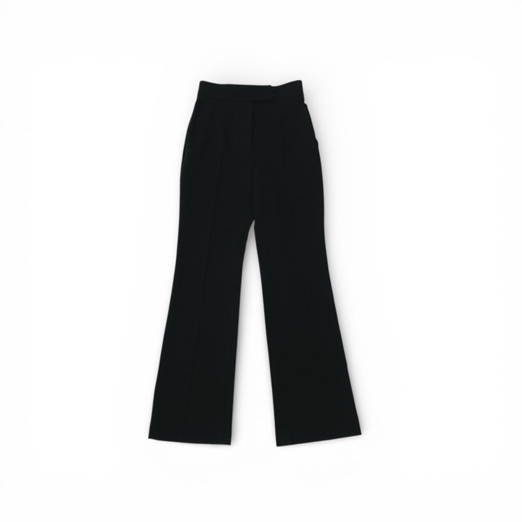 2025SS Mame Kurogouchi マメクロゴウチ Acetate Polyester High Waisted Center Creased Suit Trousers ハイウエストセンタープレストラウザーパンツ ブラック 1 MM25SS-PT108
