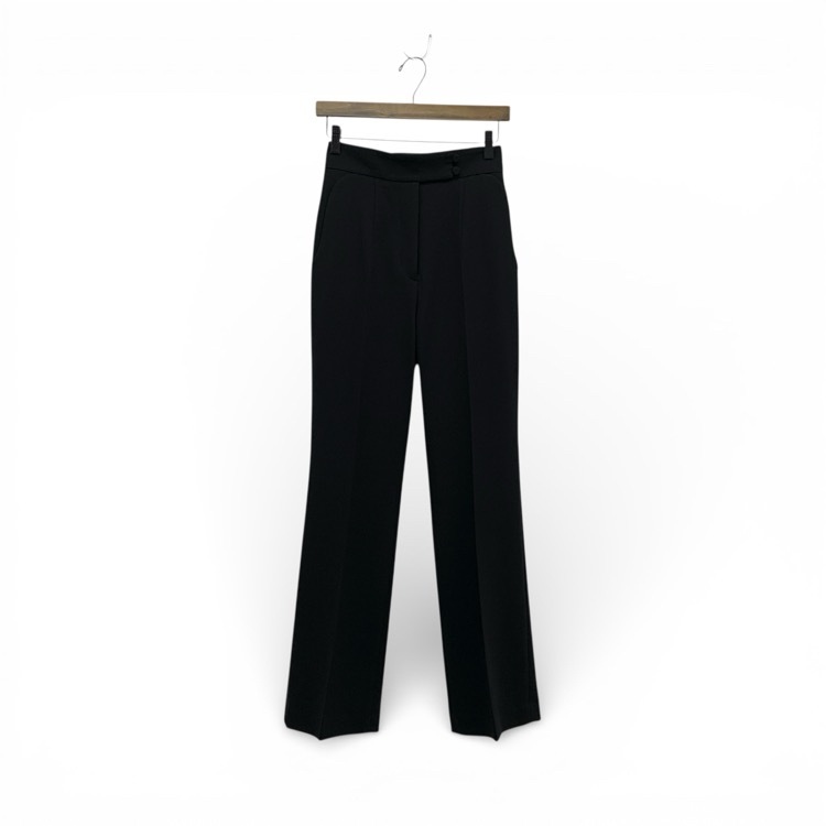 2025SS Mame Kurogouchi マメクロゴウチ Acetate Polyester High Waisted Center Creased Suit Trousers ハイウエストセンタープレストラウザーパンツ ブラック 1 MM25SS-PT108