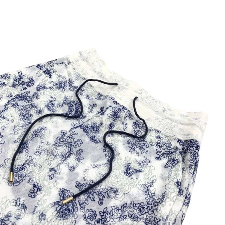 Mame Kurogouchi マメクロゴウチ Floral Flock Printed Fleece Lining Skirt 蛸唐草模様 裏起毛Iラインスカート ブルー 2 MM24SS-JS073
