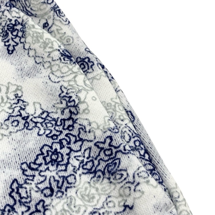 Mame Kurogouchi マメクロゴウチ Floral Flock Printed Fleece Lining Skirt 蛸唐草模様 裏起毛Iラインスカート ブルー 2 MM24SS-JS073