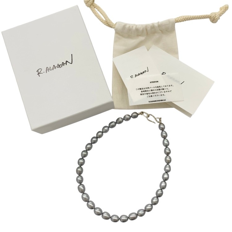 R.ALAGAN ララガン MEDIUM PEARL NECKLACE フレッシュパール グレー L-26