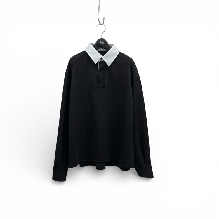 2025AW THE RERACS ザ リラクス ロングスリーブクレリックポロシャツ ブラック 36 25FW-RECS-507L-UASP