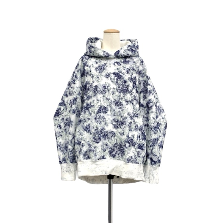 Mame Kurogouchi マメクロゴウチ Floral Flock Printed Fleece Lining Hoodie 蛸唐草模様 裏起毛フーディーパーカー  2 MM24SS-JS071