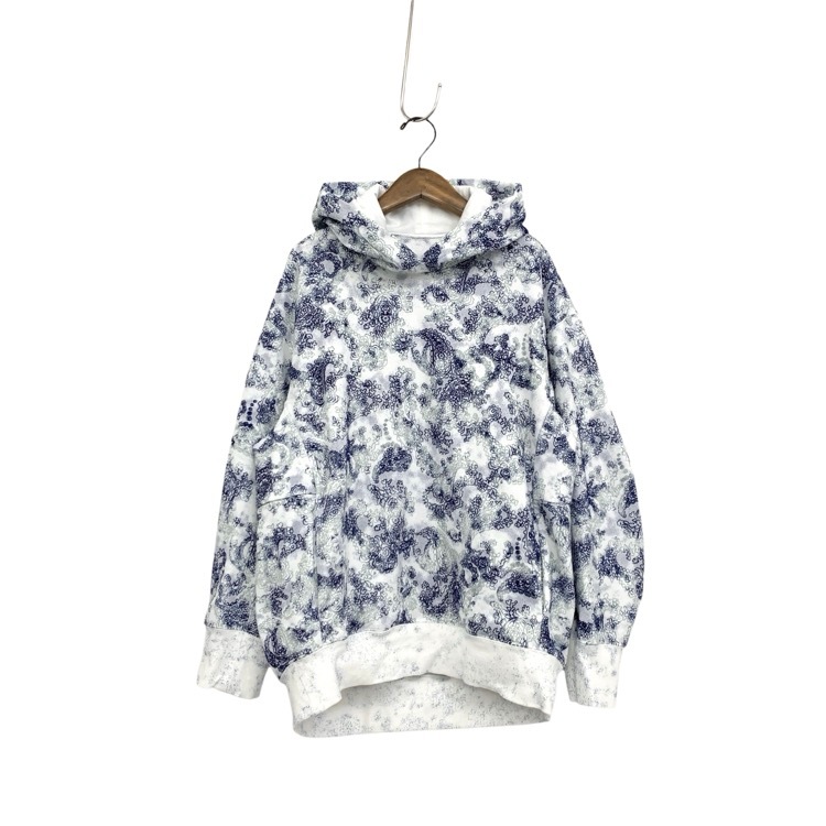 Mame Kurogouchi マメクロゴウチ Floral Flock Printed Fleece Lining Hoodie 蛸唐草模様 裏起毛フーディーパーカー  2 MM24SS-JS071