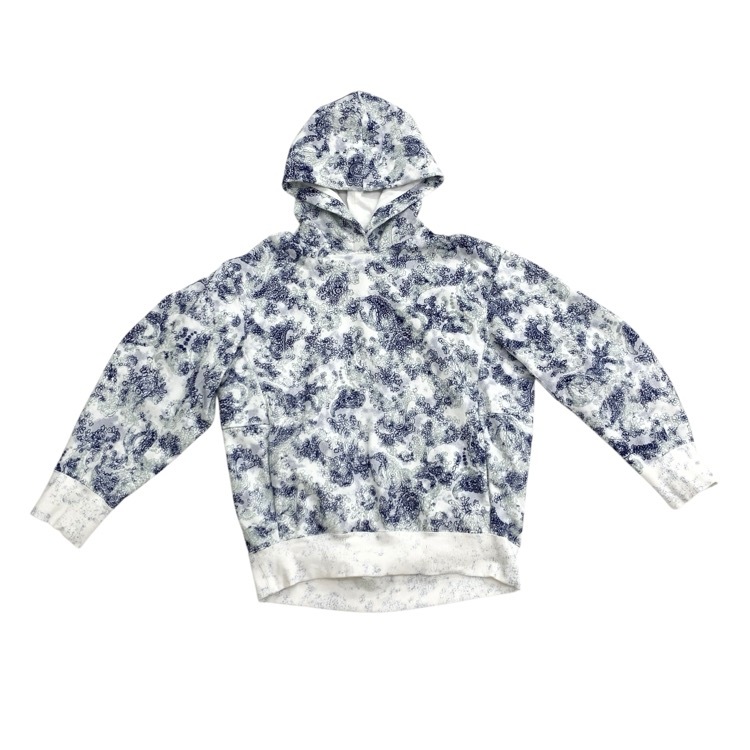 Mame Kurogouchi マメクロゴウチ Floral Flock Printed Fleece Lining Hoodie 蛸唐草模様 裏起毛フーディーパーカー  2 MM24SS-JS071