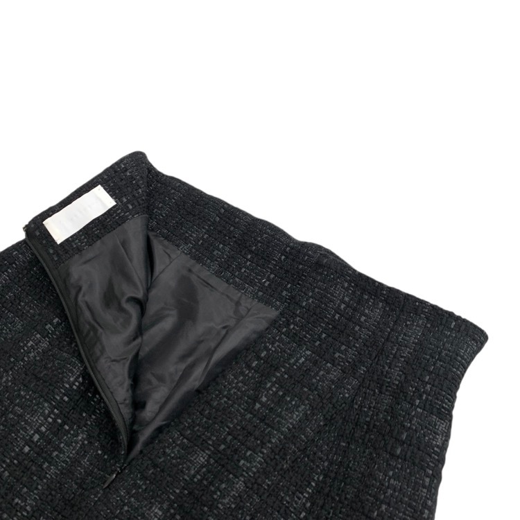 Mame Kurogouchi マメクロゴウチ Cracted Tweed Skirt ツイードスリットロングスカート ネイビー 1 MM23PS-SK703