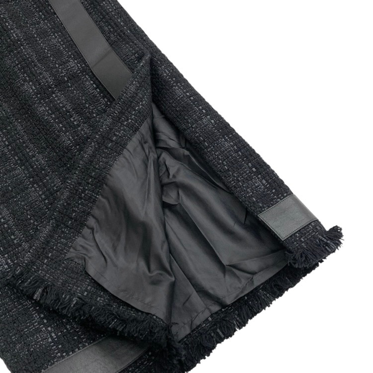 Mame Kurogouchi マメクロゴウチ Cracted Tweed Skirt ツイードスリットロングスカート ネイビー 1 MM23PS-SK703